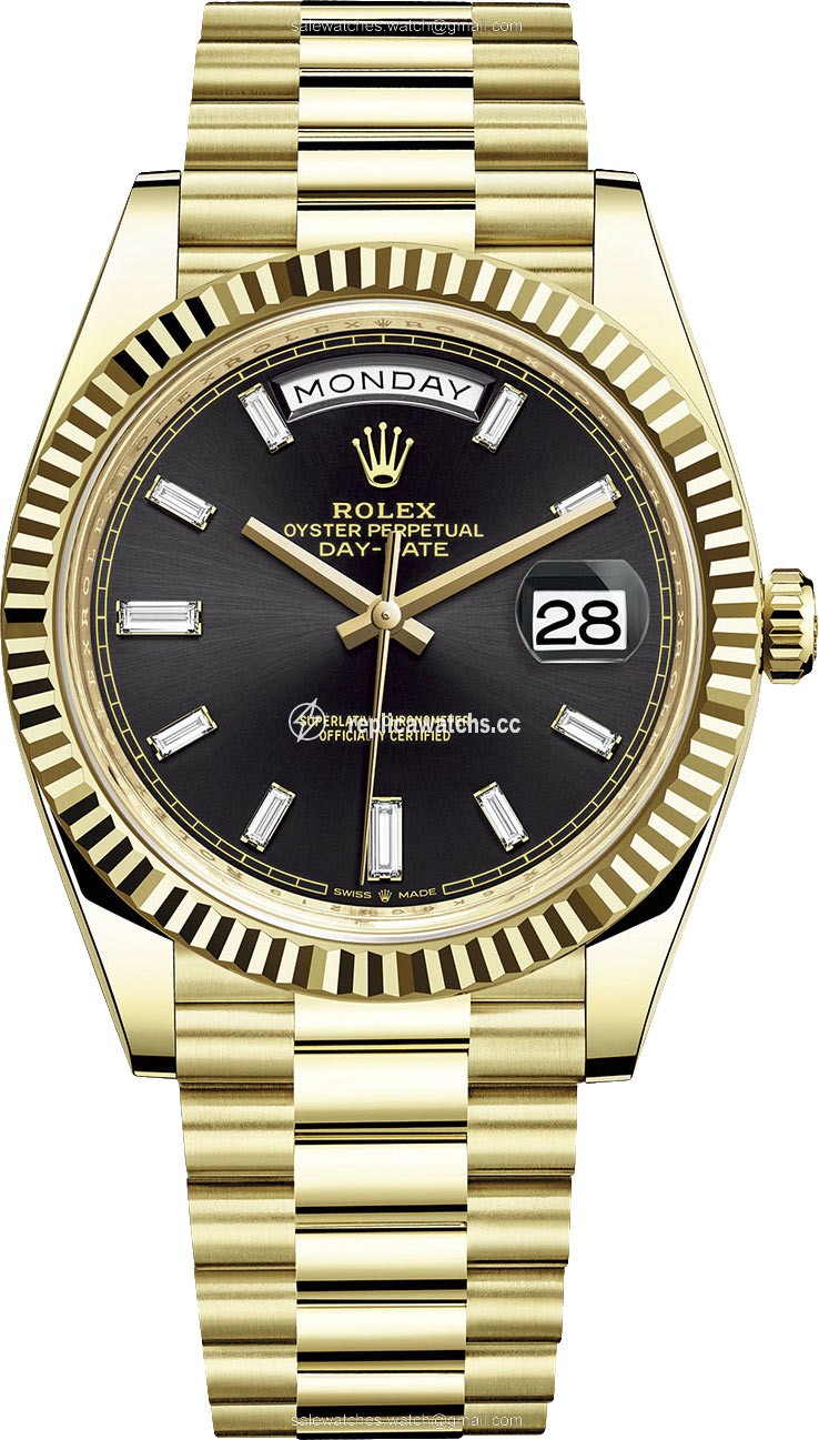 Replica 228238 Black Baguette Rolex Day-Date 40mm Yellow Gold Mens Watch Replica 228238 Black Baguette Rolex Day-Date 40mm Yellow Gold Mens Watch