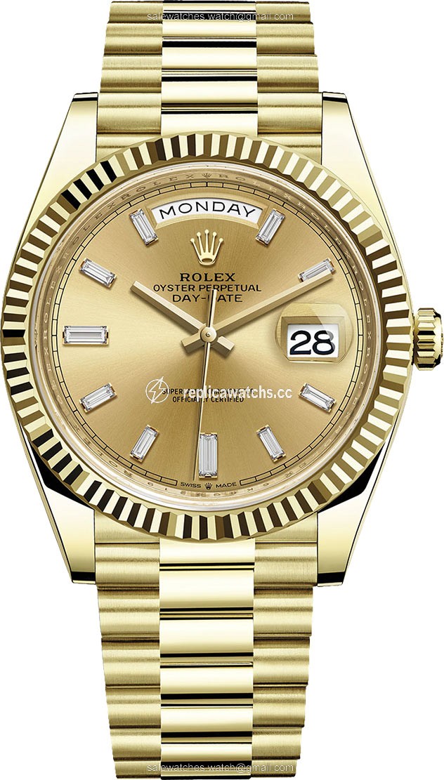 Replica 228238 Champagne Baguette Rolex Day-Date 40mm Yellow Gold Mens Watch Replica 228238 Champagne Baguette Rolex Day-Date 40mm Yellow Gold Mens Watch