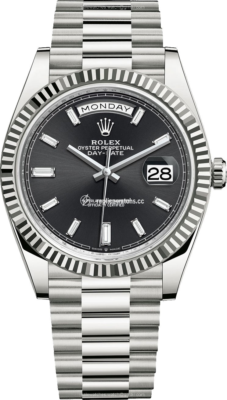 Replica 228239 Black Baguette Rolex Day-Date 40mm White Gold Mens Watch Replica 228239 Black Baguette Rolex Day-Date 40mm White Gold Mens Watch