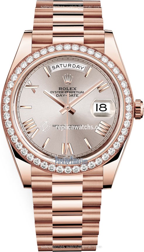 Replica 228345RBR Sundust Roman Rolex Day-Date 40mm Everose Gold Mens Watch Replica 228345RBR Sundust Roman Rolex Day-Date 40mm Everose Gold Mens Watch