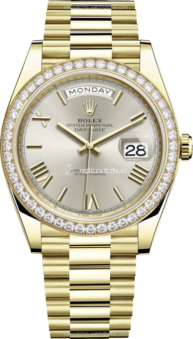 Replica 228348RBR Silver Roman Rolex Day-Date 40mm Yellow Gold Mens Watch Replica 228348RBR Silver Roman Rolex Day-Date 40mm Yellow Gold Mens Watch