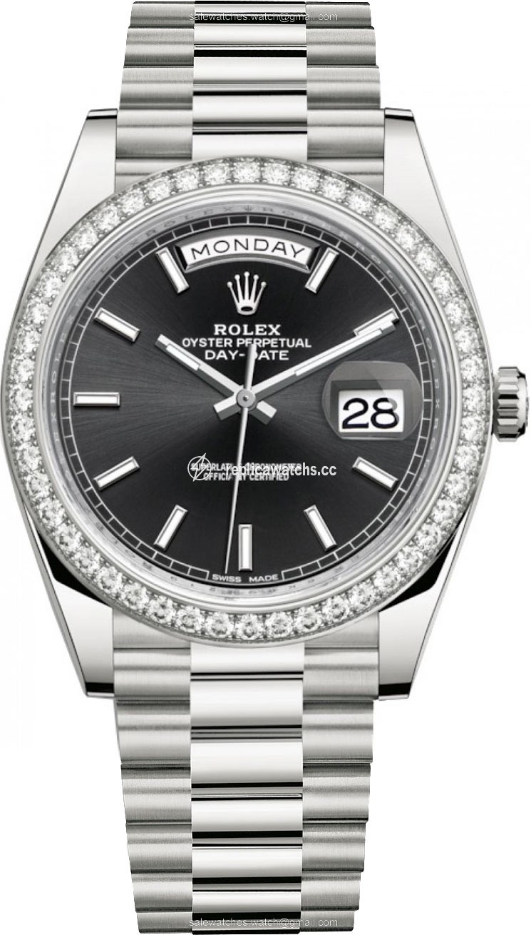 Replica 228349RBR Black Index Rolex Day-Date 40mm White Gold Mens Watch Replica 228349RBR Black Index Rolex Day-Date 40mm White Gold Mens Watch