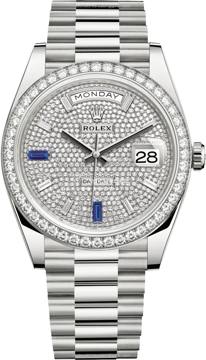 Replica 228349RBR Pave Baguette Rolex Day-Date 40mm White Gold Mens Watch Replica 228349RBR Pave Baguette Rolex Day-Date 40mm White Gold Mens Watch