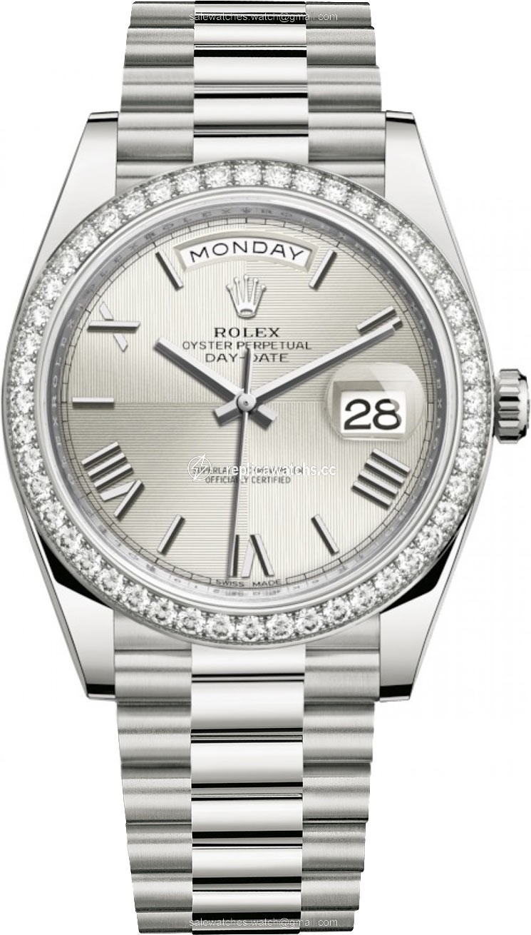 Replica 228349RBR Silver Roman Rolex Day-Date 40mm White Gold Mens Watch Replica 228349RBR Silver Roman Rolex Day-Date 40mm White Gold Mens Watch