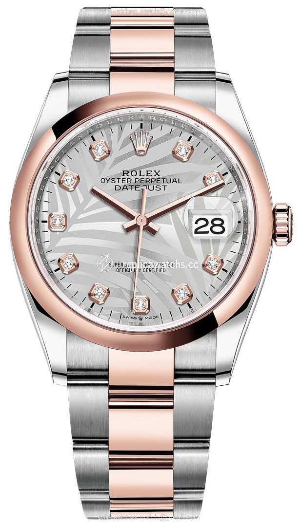Replica 126201 Silver Palm Diamond Oyster Rolex Datejust 36mm Stainless Steel and Rose Gold Ladies Watch Replica 126201 Silver Palm Diamond Oyster Rolex Datejust 36mm Stainless Steel and Rose Gold Ladies Watch