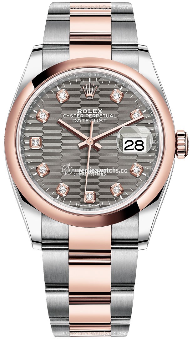 Replica 126201 Slate Fluted Diamond Oyster Rolex Datejust 36mm Stainless Steel and Rose Gold Ladies Watch Replica 126201 Slate Fluted Diamond Oyster Rolex Datejust 36mm Stainless Steel and Rose Gold Ladies Watch