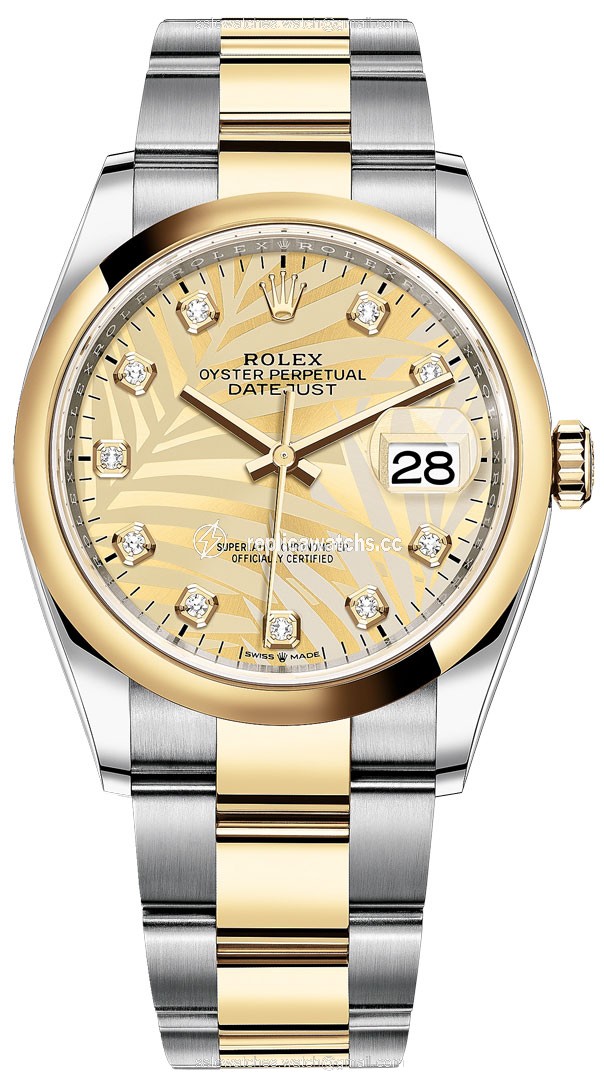 Replica 126203 Golden Palm Diamond Oyster Rolex Datejust 36mm Stainless Steel and Yellow Gold Ladies Watch Replica 126203 Golden Palm Diamond Oyster Rolex Datejust 36mm Stainless Steel and Yellow Gold Ladies Watch