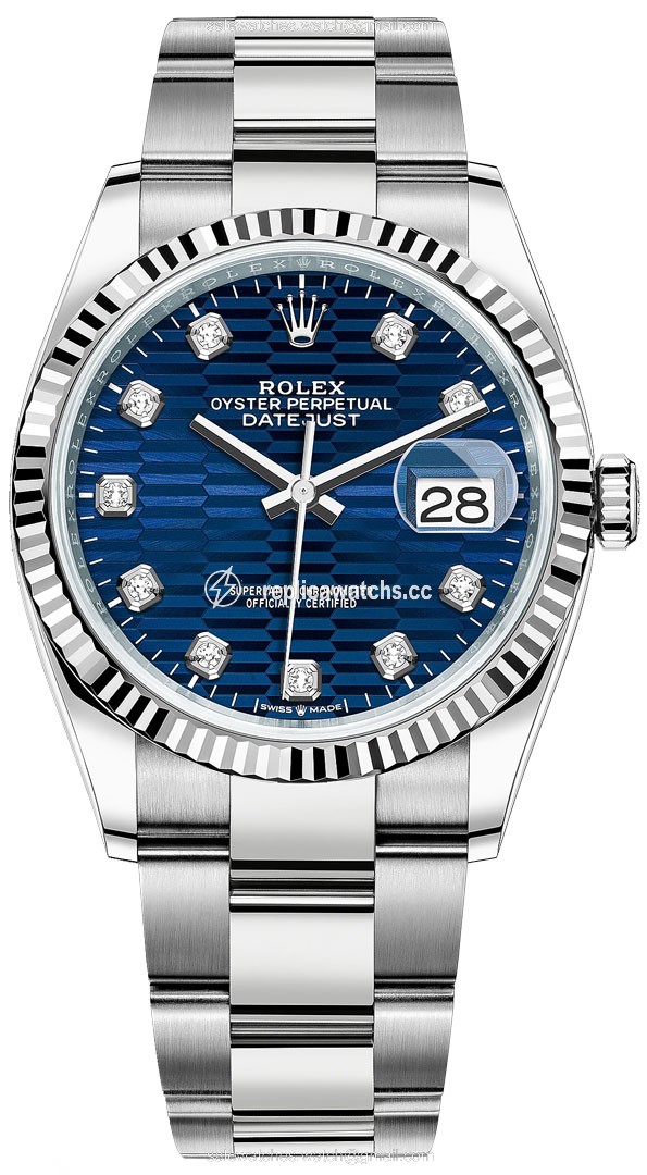 Replica 126234 Bright Blue Fluted Diamond Oyster Rolex Datejust 36mm Stainless Steel Midsize Watch Replica 126234 Bright Blue Fluted Diamond Oyster Rolex Datejust 36mm Stainless Steel Midsize Watch