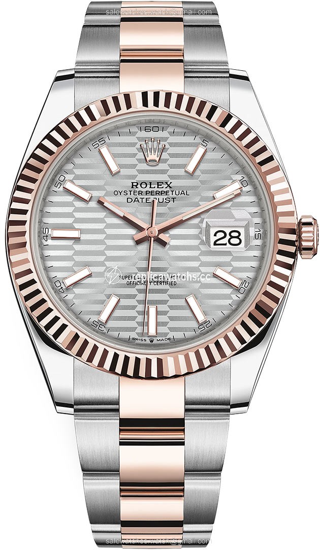 Replica 126331 Silver Fluted Oyster Rolex Datejust 41mm Steel and Everose Gold Mens Watch Replica 126331 Silver Fluted Oyster Rolex Datejust 41mm Steel and Everose Gold Mens Watch