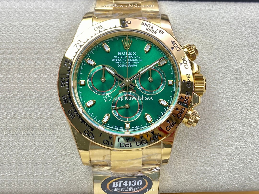 Replica Rolex Daytona M116508-0013 BT Factory Yellow Gold Green Dial Replica Rolex Daytona M116508-0013 BT Factory Yellow Gold Green Dial