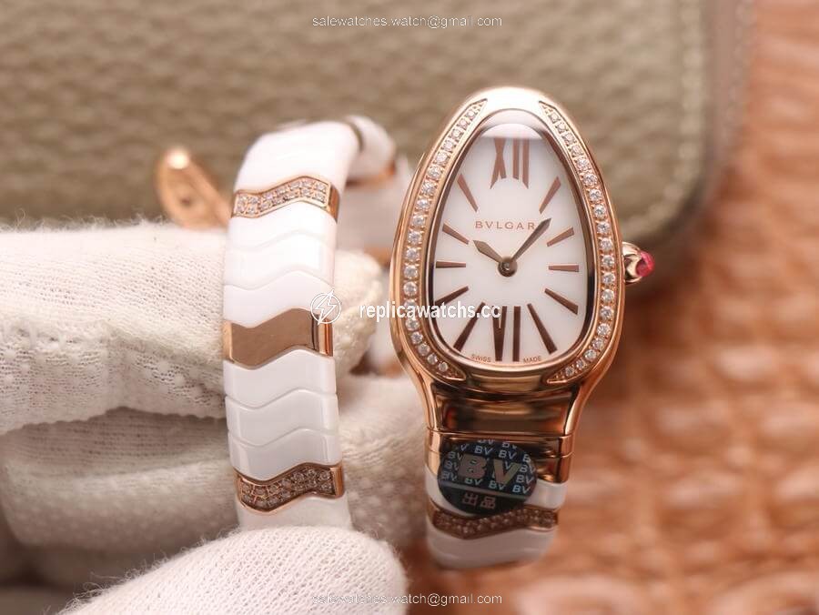 Replica Bvlgari Serpenti 102202 BV Factory Rose Gold White Dial Replica Bvlgari Serpenti 102202 BV Factory Rose Gold White Dial