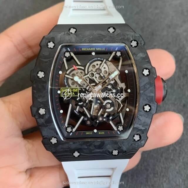 Replica Richard Mille RM35-02 KV Factory V3 Carbon Fiber White Rubber Strap Replica Richard Mille RM35-02 KV Factory V3 Carbon Fiber White Rubber Strap
