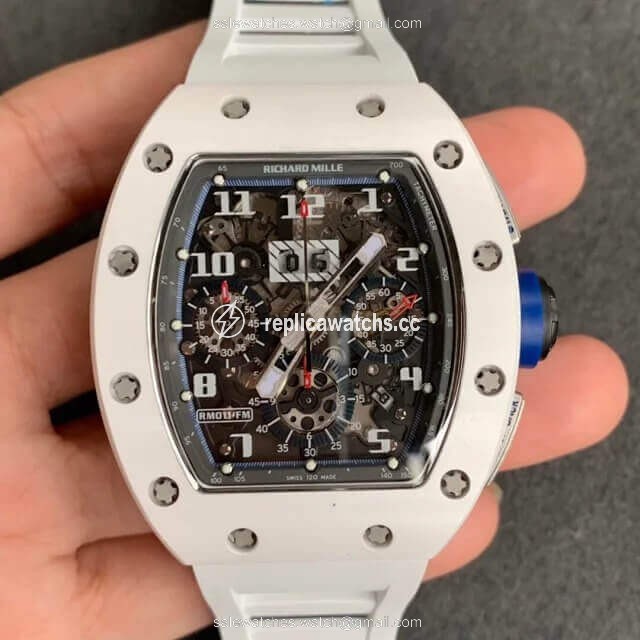 Replica Richard Mille RM-011 KV Factory White Ceramic Rubber Strap Replica Richard Mille RM-011 KV Factory White Ceramic Rubber Strap