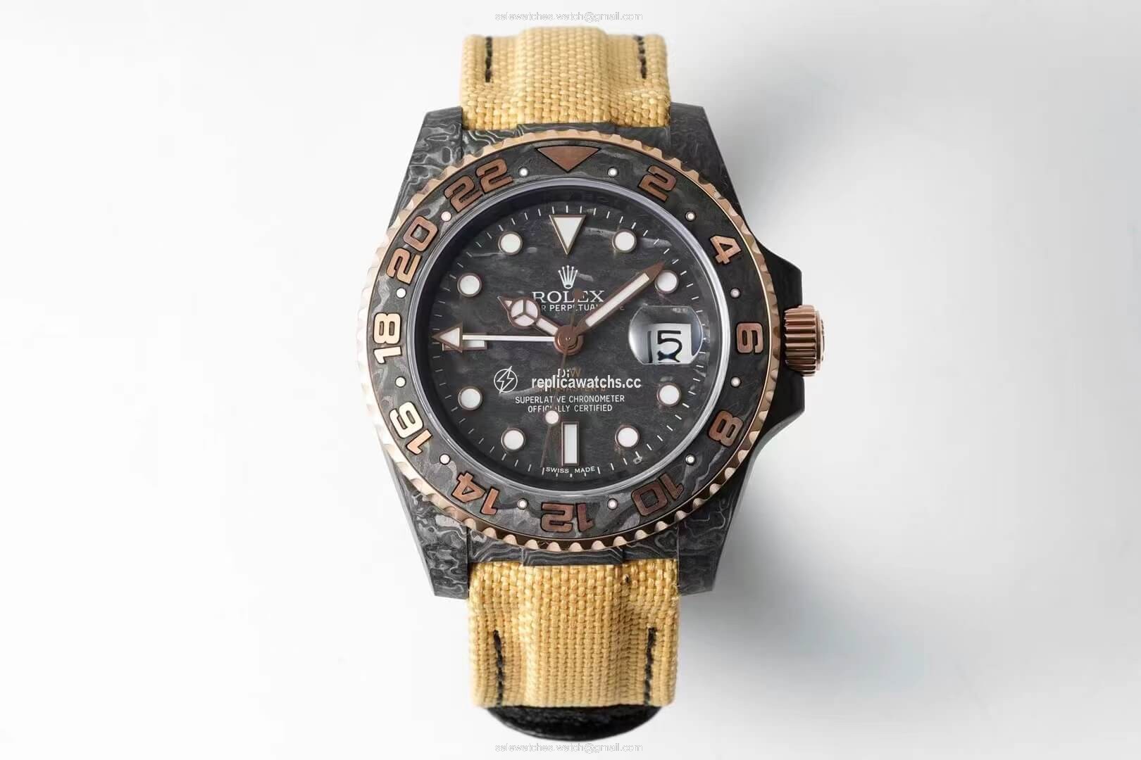 Replica Rolex GMT-MASTER II Diw Carbon Fiber Yellow Fabric Strap Replica Rolex GMT-MASTER II Diw Carbon Fiber Yellow Fabric Strap