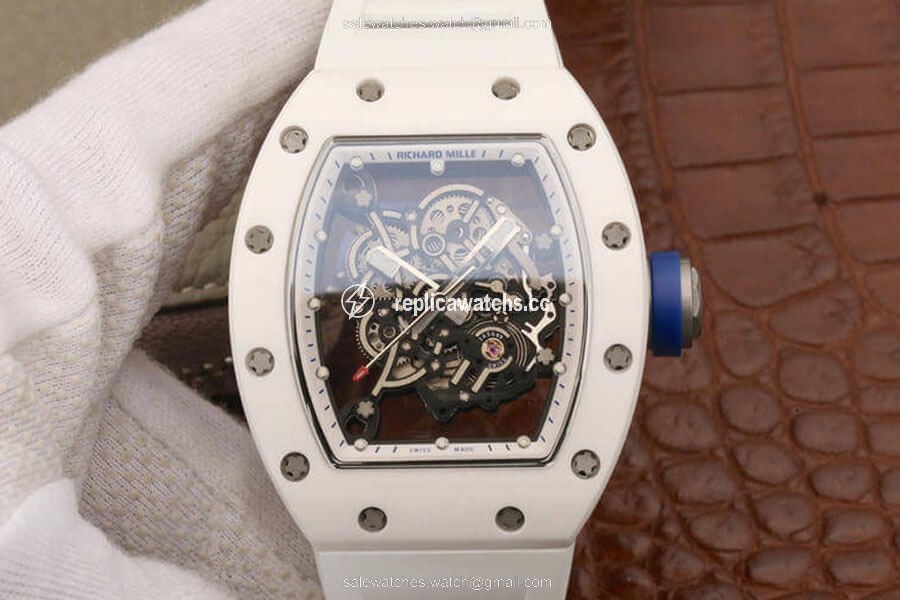 Replica Richard Mille RM055 KV Factory White Ceramic Case Replica Richard Mille RM055 KV Factory White Ceramic Case