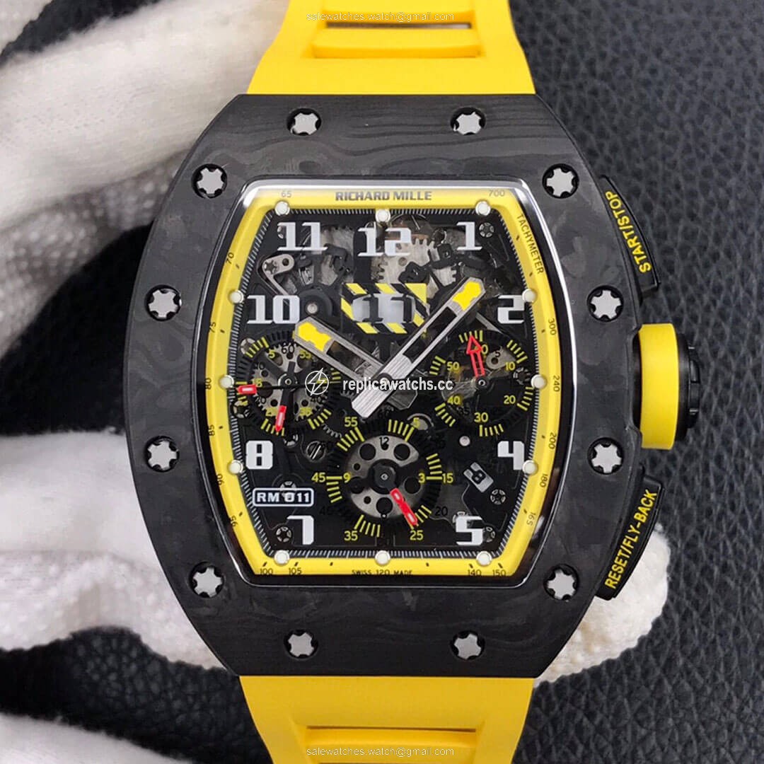 Replica Richard Mille RM-011 KV Factory Forged Carbon Yellow Strap Replica Richard Mille RM-011 KV Factory Forged Carbon Yellow Strap