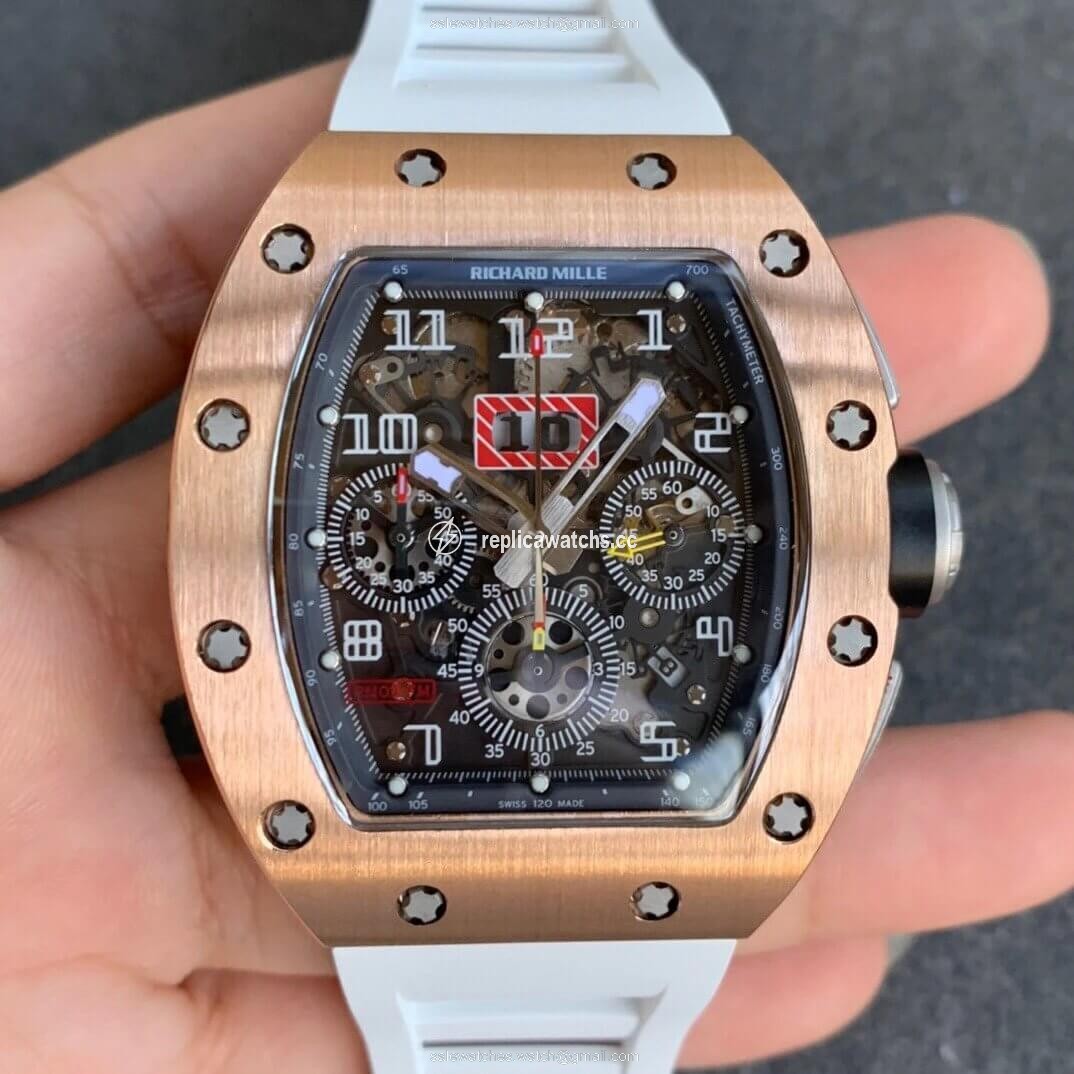 Replica Richard Mille RM11 KV Factory Rose Gold White Strap Replica Richard Mille RM11 KV Factory Rose Gold White Strap