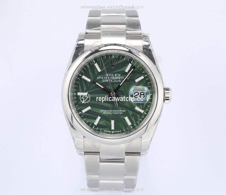 Replica Rolex Datejust M126200-0020 EW Factory Olive Green Palm Leaf Pattern Dial Replica Rolex Datejust M126200-0020 EW Factory Olive Green Palm Leaf Pattern Dial
