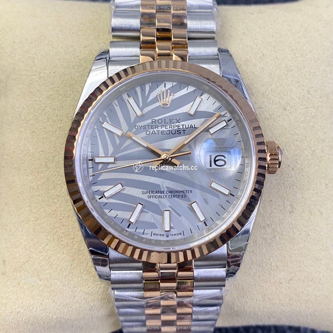 Replica Rolex Datejust M126231-0031 EW Factory Silver Palm Leaf Pattern Dial Replica Rolex Datejust M126231-0031 EW Factory Silver Palm Leaf Pattern Dial