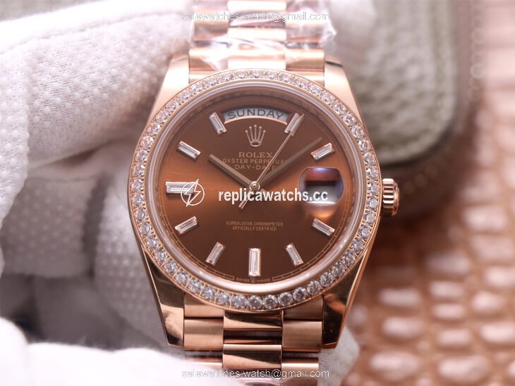 Replica Rolex Day-Date M228345RBR-0006 EW Factory Diamond Chocolate Color Dial Replica Rolex Day-Date M228345RBR-0006 EW Factory Diamond Chocolate Color Dial