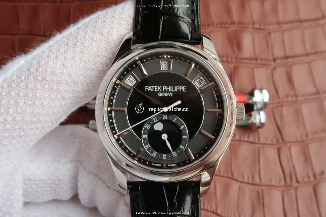 Replica Patek Philippe Annual Calendar 5205R-001 KM Factory Black Dial Cowhide Strap Replica Patek Philippe Annual Calendar 5205R-001 KM Factory Black Dial Cowhide Strap