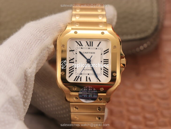 Replica Cartier De Santos WSSA0010 BV Factory 18K Gold White Dial Replica Cartier De Santos WSSA0010 BV Factory 18K Gold White Dial