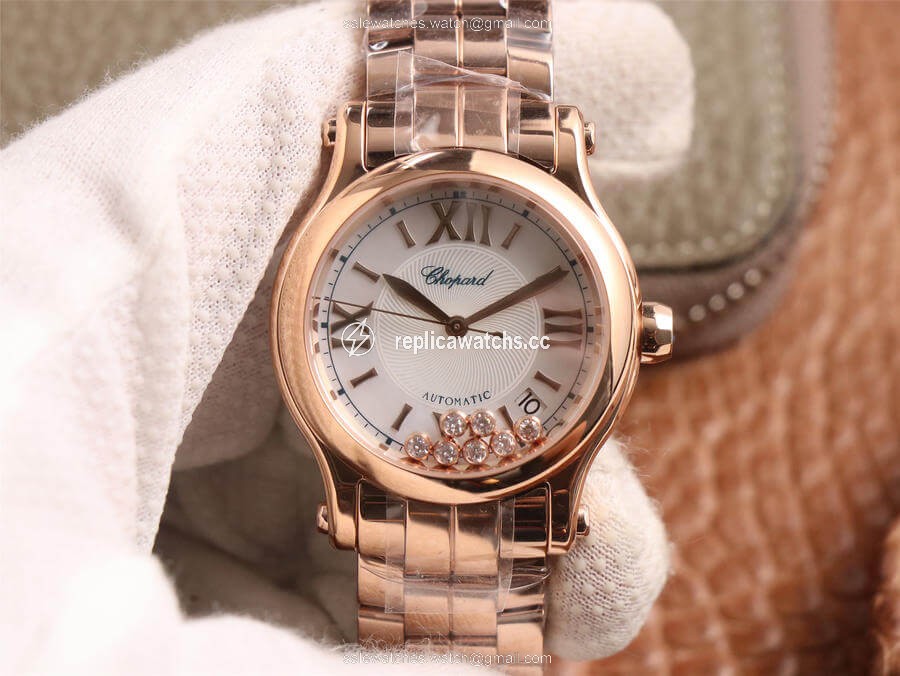 Replica Chopard Happy Sport 274808-5002 YF Factory White Dial Rose Gold Replica Chopard Happy Sport 274808-5002 YF Factory White Dial Rose Gold