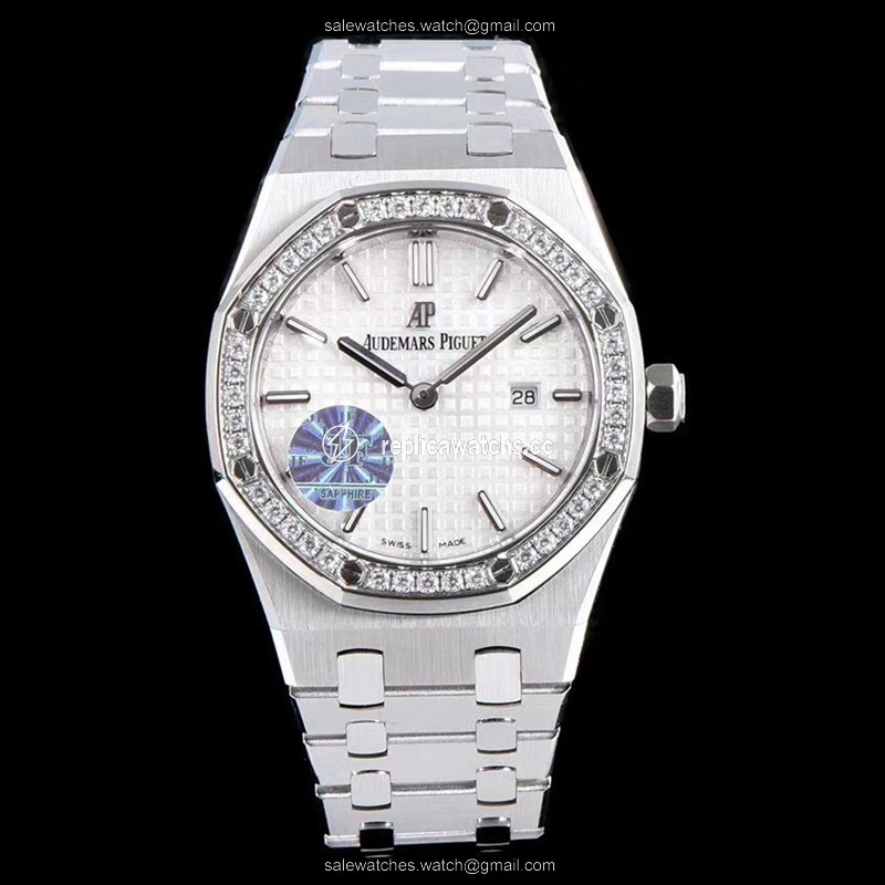Replica Audemars Piguet Royal Oak Quartz 67651ST.ZZ.1261ST.01 JF Factory White Dial Replica Audemars Piguet Royal Oak Quartz 67651ST.ZZ.1261ST.01 JF Factory White Dial