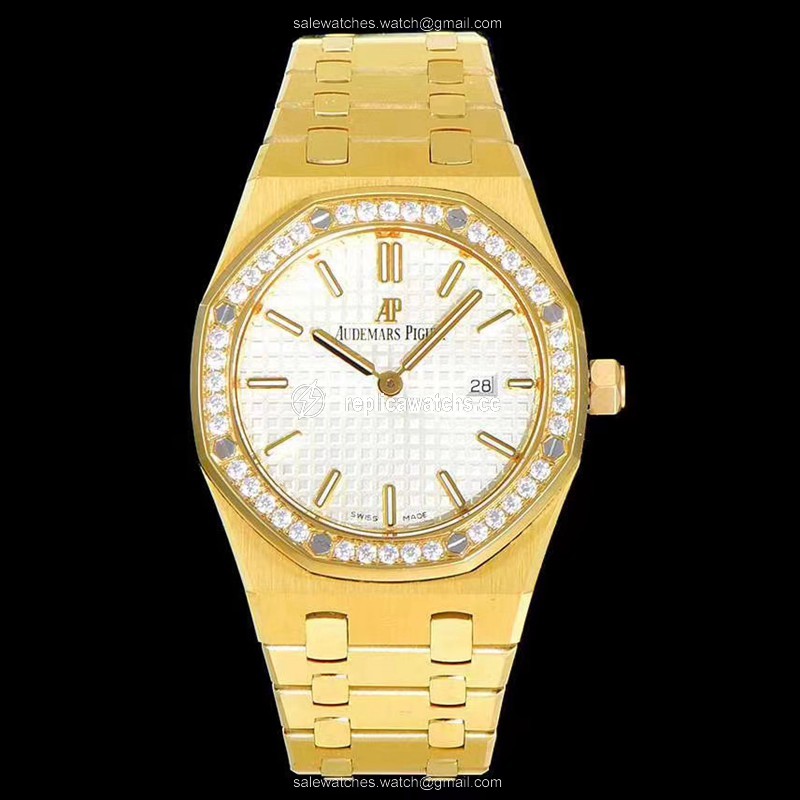 Replica Audemars Piguet Royal Oak Quartz 67651BA.ZZ.1261BA.01 JF Factory Yellow Gold Diamond Replica Audemars Piguet Royal Oak Quartz 67651BA.ZZ.1261BA.01 JF Factory Yellow Gold Diamond