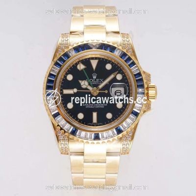 Replica Rolex GMT Master II 116758 SAru ROF Factory Blue White Diamond Replica Rolex GMT Master II 116758 SAru ROF Factory Blue White Diamond