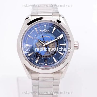 Replica Omega Seamaster Aqua Terra GMT Worldtimer 220.10.43.22.03.001 VS Factory Blue Dial Replica Omega Seamaster Aqua Terra GMT Worldtimer 220.10.43.22.03.001 VS Factory Blue Dial