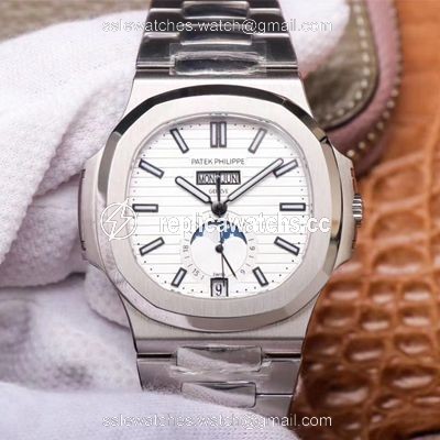 Replica PF Factory Patek Philippe Nautilus 5726/1A-010 Moonphase Silver White Dial Replica PF Factory Patek Philippe Nautilus 5726/1A-010 Moonphase Silver White Dial