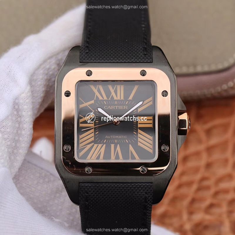 Replica Cartier De Santos 100th Anniversary W2020009 RB Factory 18K Rose Gold Black Dial Replica Cartier De Santos 100th Anniversary W2020009 RB Factory 18K Rose Gold Black Dial