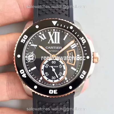Replica Calibre De Cartier Diver W7100056 42MM JF Factory Black Dial Replica Calibre De Cartier Diver W7100056 42MM JF Factory Black Dial