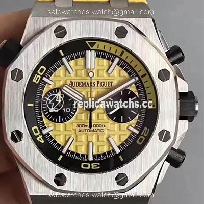 Replica Audemars Piguet Royal Oak Offshore Diver Chronograph 26703ST.OO.A051CA.01 JF Factory Yellow Dial Replica Audemars Piguet Royal Oak Offshore Diver Chronograph 26703ST.OO.A051CA.01 JF Factory Yellow Dial