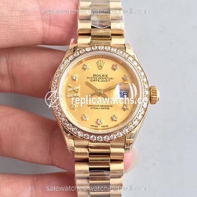 Replica Rolex Lady Datejust 279138RBR 28MM Yellow Gold Champagne Dial Replica Rolex Lady Datejust 279138RBR 28MM Yellow Gold Champagne Dial
