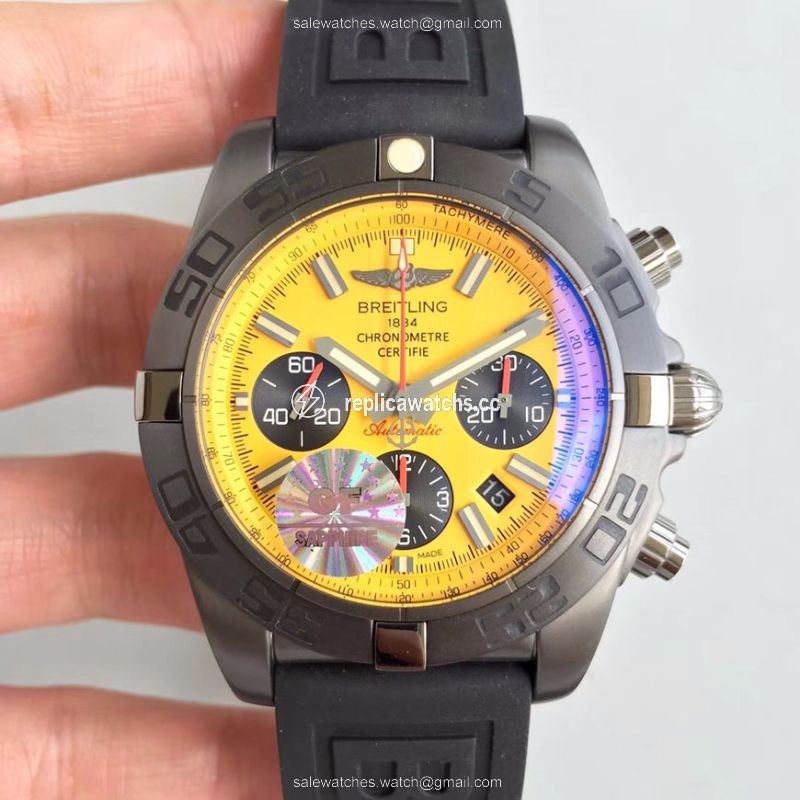 Replica Breitling Chronomat 44 Blacksteel MB0111C3/I531/262S/M20DSA.2 GF Factory Yellow Dial Replica Breitling Chronomat 44 Blacksteel MB0111C3/I531/262S/M20DSA.2 GF Factory Yellow Dial