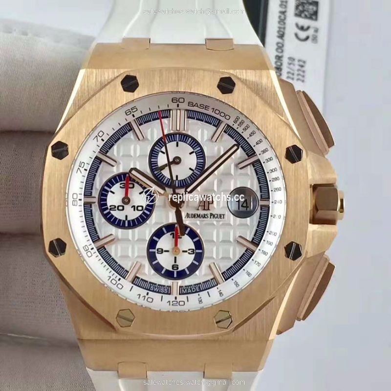 Replica Audemars Piguet Royal Oak Offshore 50 Byblos Saint-Tropez 26408OR.OO.A010CA.01.99 JF Factory V2 White Dial Replica Audemars Piguet Royal Oak Offshore 50 Byblos Saint-Tropez 26408OR.OO.A010CA.01.99 JF Factory V2 White Dial