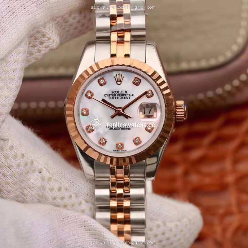 Replica Rolex Lady Datejust Rose Gold 28MM White Enamel Dial Replica Rolex Lady Datejust Rose Gold 28MM White Enamel Dial
