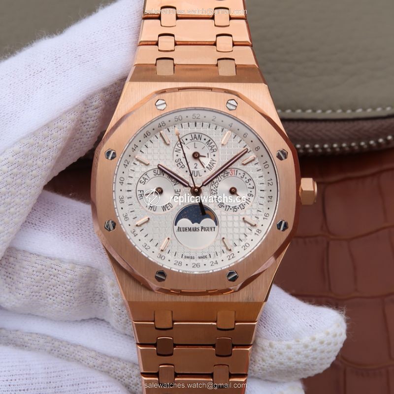 Replica Audemars Piguet Royal Oak 41MM 26574OR.OO.1220OR.01 JF Factory White Dial Replica Audemars Piguet Royal Oak 41MM 26574OR.OO.1220OR.01 JF Factory White Dial