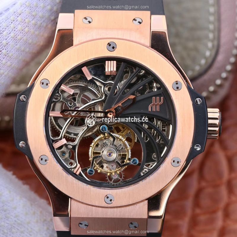 Replica Hublot Big Bang Hollow Tourbillon 18K Rose Gold Skeleton Dial Replica Hublot Big Bang Hollow Tourbillon 18K Rose Gold Skeleton Dial