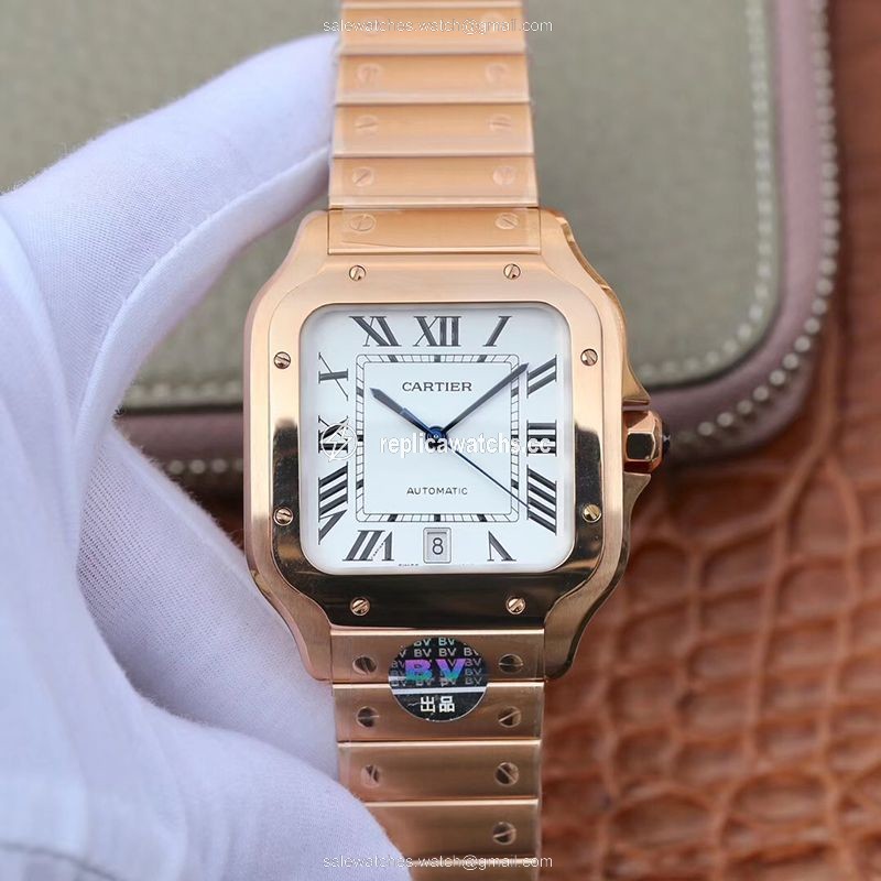 Replica Cartier De Santos 40mm BV Factory 18K Rose Gold Case White Dial Replica Cartier De Santos 40mm BV Factory 18K Rose Gold Case White Dial