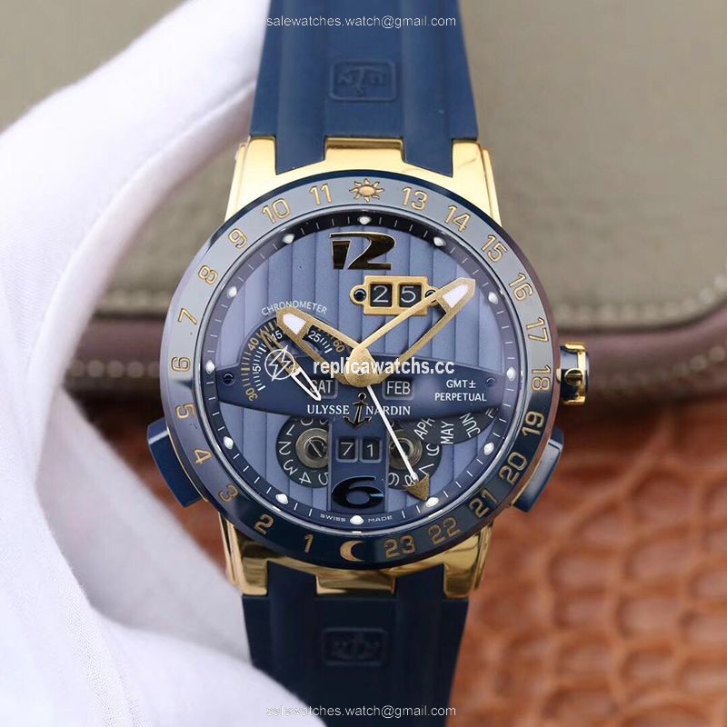 Replica Ulysse Nardin El Toro 322-00-3/BQ All Working GMT Calendar 18K Yellow Gold Blue Dial Replica Ulysse Nardin El Toro 322-00-3/BQ All Working GMT Calendar 18K Yellow Gold Blue Dial