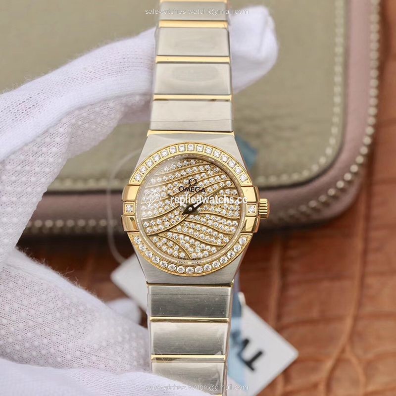 Replica Omega Constellation Ladies 27MM TW Factory Yellow Gold Textured Diamond Dial Replica Omega Constellation Ladies 27MM TW Factory Yellow Gold Textured Diamond Dial