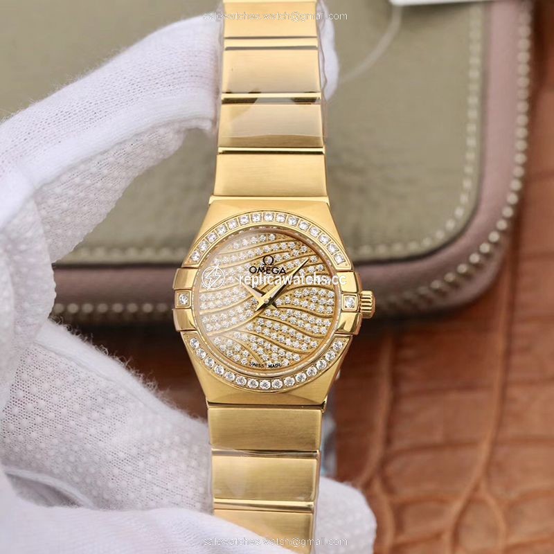 Replica Omega Constellation Ladies 27MM TW Factory 18K Yellow Gold Textured Diamond Dial Replica Omega Constellation Ladies 27MM TW Factory 18K Yellow Gold Textured Diamond Dial