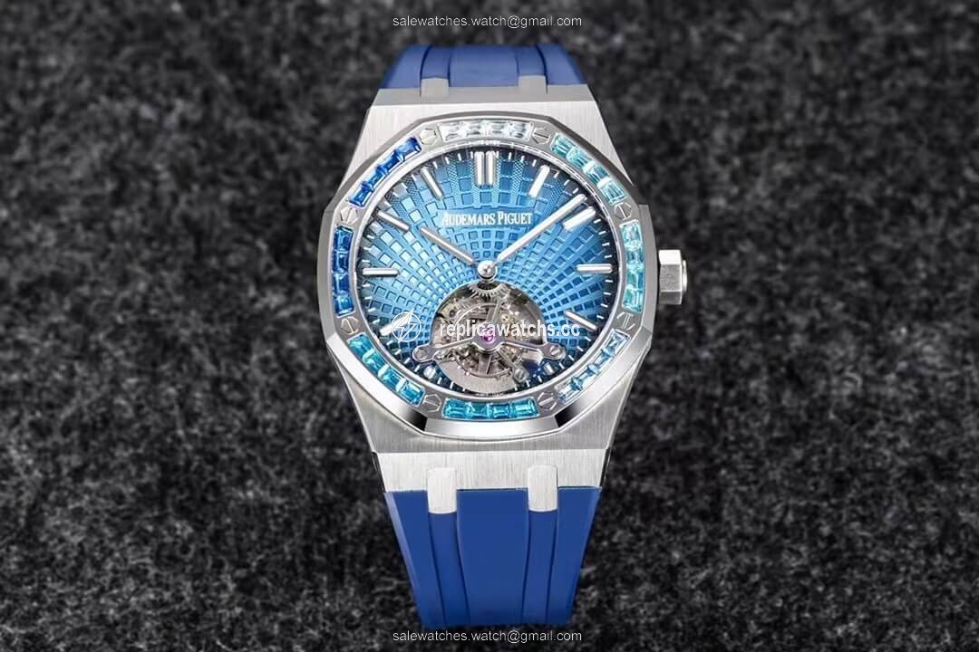 Replica Audemars Piguet Royal Oak Tourbillon R8 Factory V3 Blue Rubber Strap Replica Audemars Piguet Royal Oak Tourbillon R8 Factory V3 Blue Rubber Strap