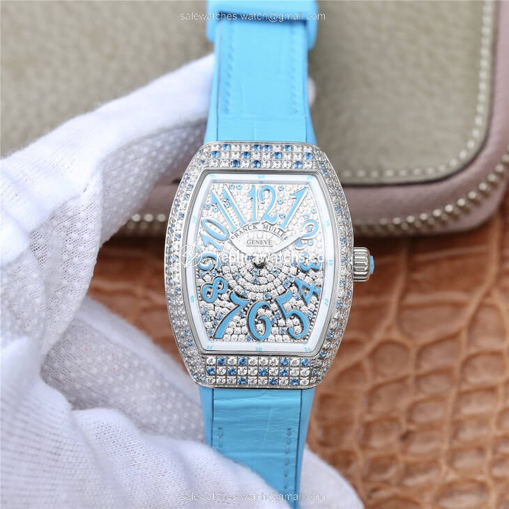 Replica Franck Muller Ladies Collection V 32 SC AT FO D CD BL ABF Factory Diamond-set Bezel Replica Franck Muller Ladies Collection V 32 SC AT FO D CD BL ABF Factory Diamond-set Bezel