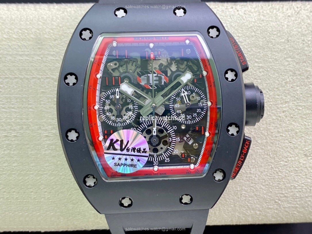 Replica Richard Mille RM011 KV Factory Ceramic Black Rubber Strap Replica Richard Mille RM011 KV Factory Ceramic Black Rubber Strap