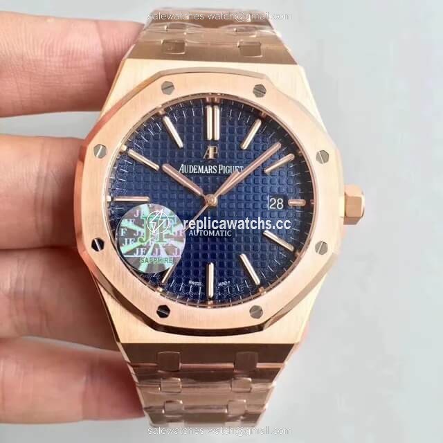Replica Audemars Piguet Royal Oak 15400OR.OO.1220OR.03 JF Factory Rose Gold Blue Dial Replica Audemars Piguet Royal Oak 15400OR.OO.1220OR.03 JF Factory Rose Gold Blue Dial