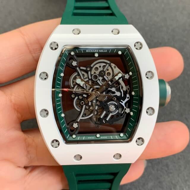 Replica Richard Mille RM055 KV Factory V2 Green Rubber Strap Replica Richard Mille RM055 KV Factory V2 Green Rubber Strap
